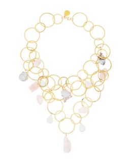 Pearl & Rose Quartz Bib Necklace