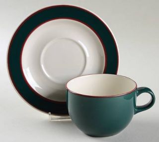 Nancy Calhoun Fusions Evergreen Flat Cup & Saucer Set, Fine China Dinnerware   D