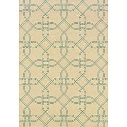Ivory/blue Outdoor Area Rug (37 X 56)