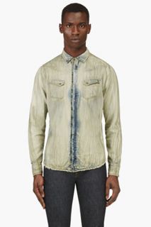 Diesel Green Smudged And Bleached Sofier_rc Shirt