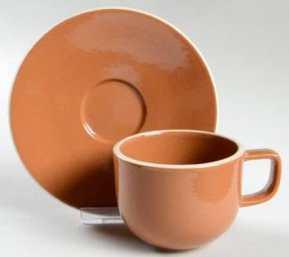Sasaki China Colorstone Sienna (Texture,Glossy) Flat Cup & Saucer Set, Fine Chin