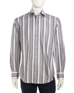 Striped Shirt, Light Gray & White