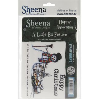Sheena Douglas Unmounted Stamp Set 5 1/2x8 1/2 happy Snowman