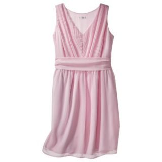 TEVOLIO Womens Chiffon V Neck Pleated Dress   Pink Lemonade   2