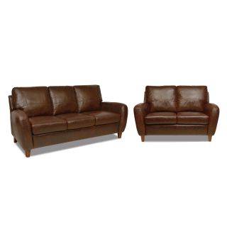 Tan Italian Leather 2 piece Living Room Set