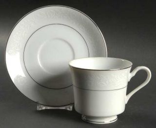 American Enterprises Chalet Footed Cup & Saucer Set, Fine China Dinnerware   Whi
