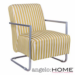 Angelohome Roscoe Chair In Cottage Stripe Marigold Yellow With Silver Frame