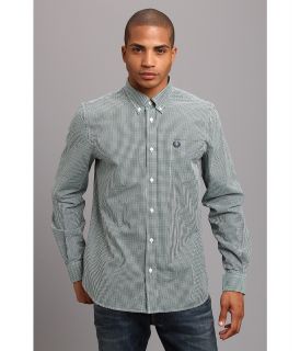 Fred Perry Three Color Gingham L/S Shirt Mens Long Sleeve Button Up (Green)