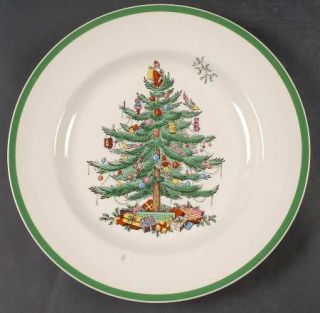 Spode Christmas Tree Green Trim Dinner Plate, Fine China Dinnerware   Newer Back