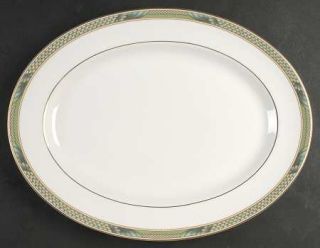 Wedgwood Icarus 15 Oval Serving Platter, Fine China Dinnerware   Bone, Blue & G