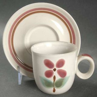 Noritake Junebuds Flat Cup & Saucer Set, Fine China Dinnerware   Pink Flowers, G
