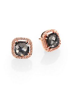 KALAN by Suzanne Kalan Black Night Topaz and 14K Rose Gold Button Earrings   Ros