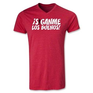 hidden Chapulin Los Buenos V Neck T Shirt (Heather Red)
