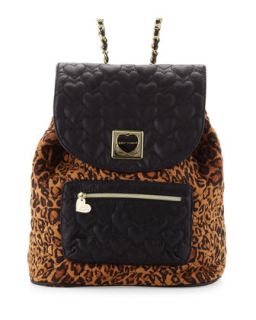 Leopard Print Quilted Backpack