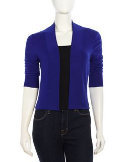 Cozy Ruched Woven Open Front Cardigan, Lapis