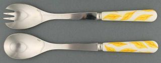 Sabre Flatware Coutellerie Yellow Leaves (Stnl) 2 Pc Salad Set with Stainless Bo
