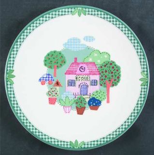 Mikasa Ecole Dinner Plate, Fine China Dinnerware   Green Checked Edge,House,Flow