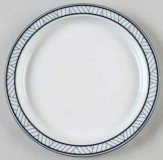 Dansk Lyngby Salad Plate, Fine China Dinnerware   Bistro,Blue Bands & Lines On R