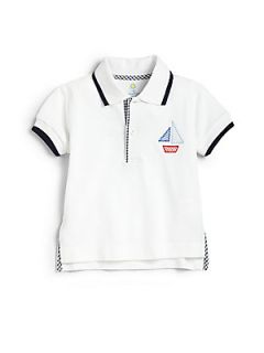 Florence Eiseman Infants Pique Cotton Sailboat Polo Shirt   White