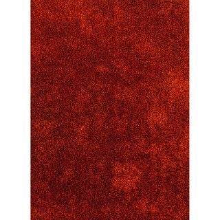 Hand woven Shags Solid Pattern Red/ Orange Rug (36 X 56)