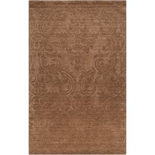 Hand crafted Solid Casual Envoy Brown Wool Rug (33 X 53)