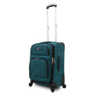 Swissgear Collection 20 inch Teal Expandable Carry on Spinner Upright (TealWeight 10 poundsInterior zippered mesh accessory pocketTelescoping locking handleWheeled YesWheel type SpinnerDurable zinc die cast hardware Dimensions 20 inches high x 14 inch