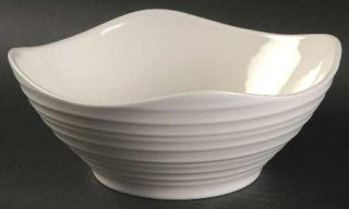 Mikasa Swirl Square White Soup/Cereal Bowl, Fine China Dinnerware   All White,Em