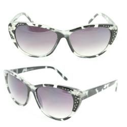 Womens 7071 Black Python Plastic Cateye Sunglasses