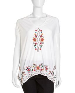 Embroidered Poncho Tee, White