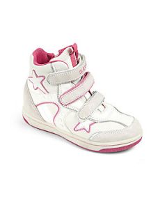Geox Girls Starry High Top Sneakers   White Pink