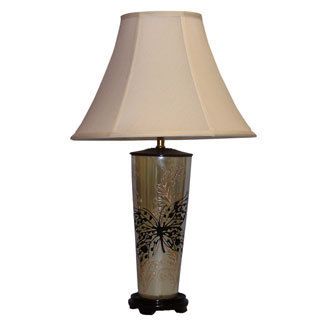 Pearlized Beige Butterfly Transitional Table Lamp