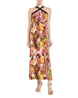 Printed Halter Maxi Dress, Multi