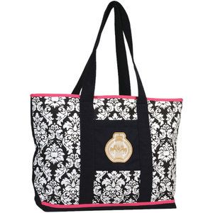 Equine Couture Damask Tote Black/pink Trim One Size