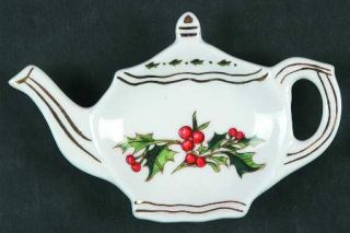 Waldman House A Cup Of Christmas Tea Tea Bag Holder, Fine China Dinnerware   Gre