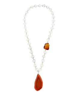 Two Tone Crystal Station Drop Necklace