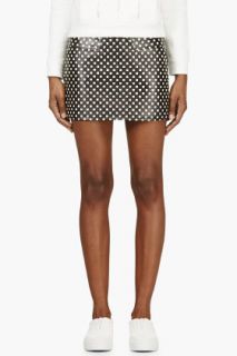 Marc By Marc Jacobs Back Lambskin Leather Square Print Skirt