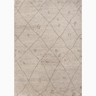 Hand made Ivory/ Brown Wool Textured Rug (5x8)
