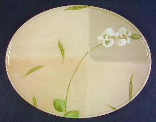 Crate & Barrel China Orchid 14 Oval Serving Platter, Fine China Dinnerware   Wh