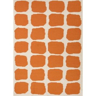 Flat Weave Abstract Red/ Orange Wool Rug (9 X 12)