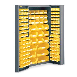 Relius Solutions Ultra Deep Door Security Bin Cabinet   36X24x72   132 Yellow Bins   Gray
