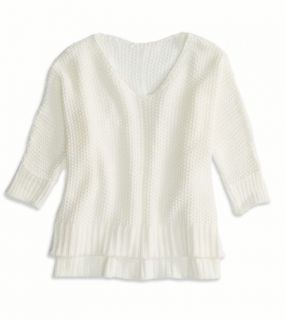 White V Neck Sweater Made In Italy By AEO, Womens One Size
