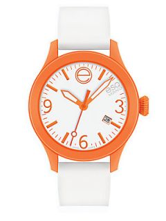 ESQ Movado Silicone Wrapped Stainless Steel Watch   Orange White