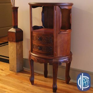 International Caravan Carved Wood Accent Table