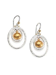 GURHAN Hoopla Sterling Silver & 24K Yellow Gold Drop Earrings   Silver Gold