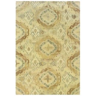 Abstract Ikat Hand made Beige/ Ivory Rug (36 X 56)