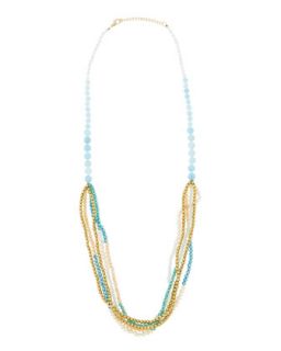 Multi Strand Beaded Necklace, Blue/Gold