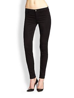 J Brand Luxe Sateen Mid Rise Super Skinny Jeans   Black