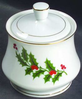 All the Trimmings Christmas Holly (Porcelain) Sugar Bowl & Lid, Fine China Dinne