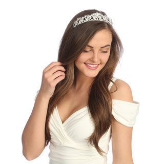 Amour Bridal Rhinestone Tiara Headpiece (SilverMaterials Metal, rhinestonesIncludes One (1) headpieceSize One size fits allDimensions 1.25 inches tall x 8 inches of embellishment around  One size fits allDimensions 1.25 inches tall x 8 inches of embe