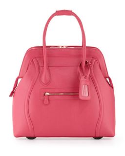 Boston Saffiano Faux Leather Rolling Bag, Hot Pink